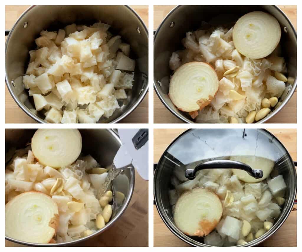 A collage showing how to cook tripe.