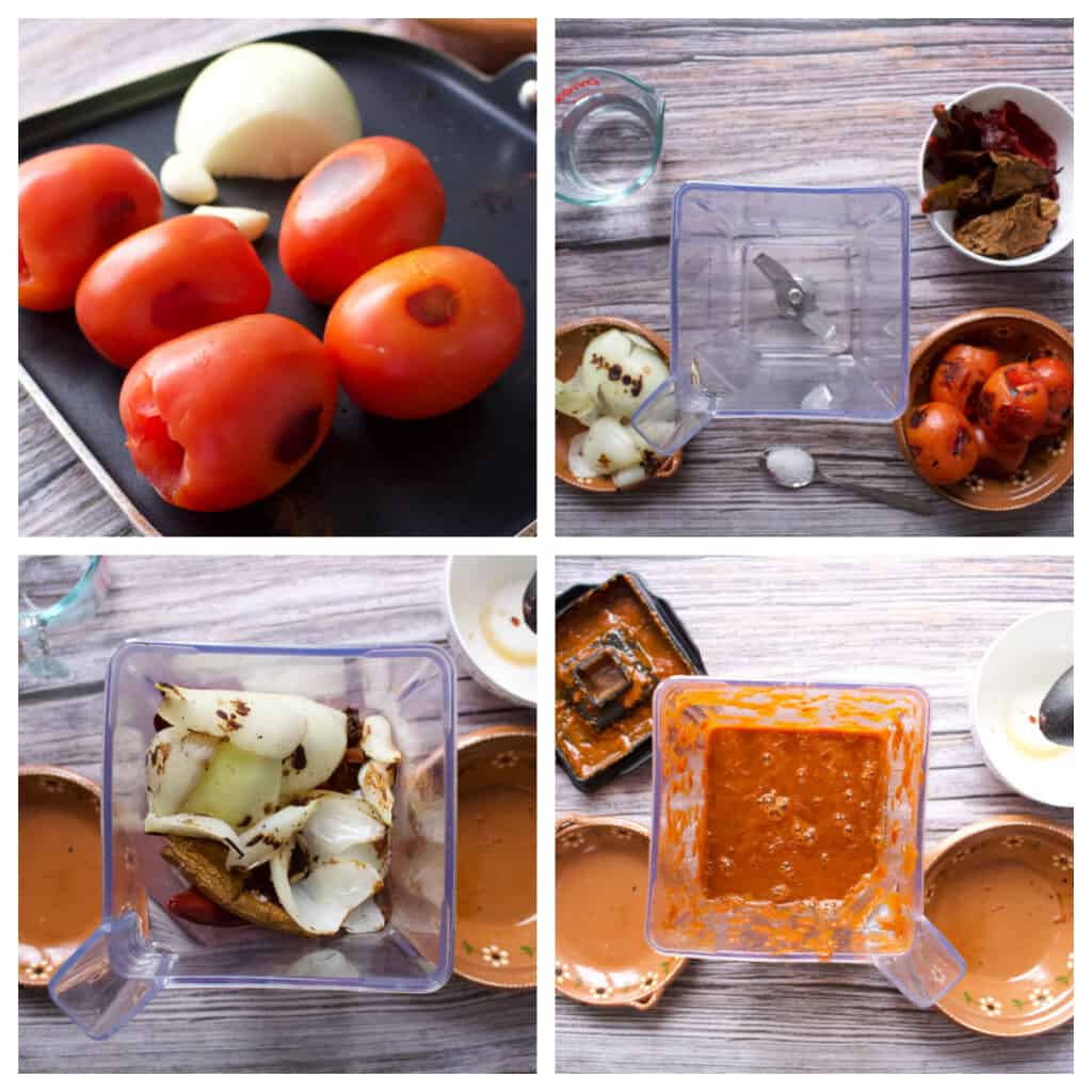 A collage showing how to make the chipotle sauce.