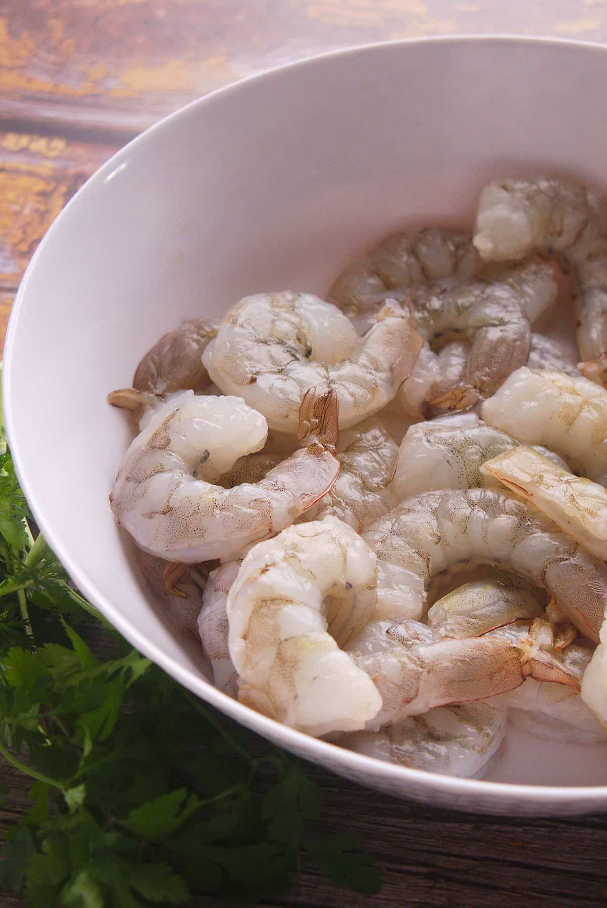Shrimps served in a big bowl