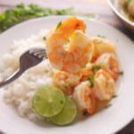 Shrimp shown with a fork