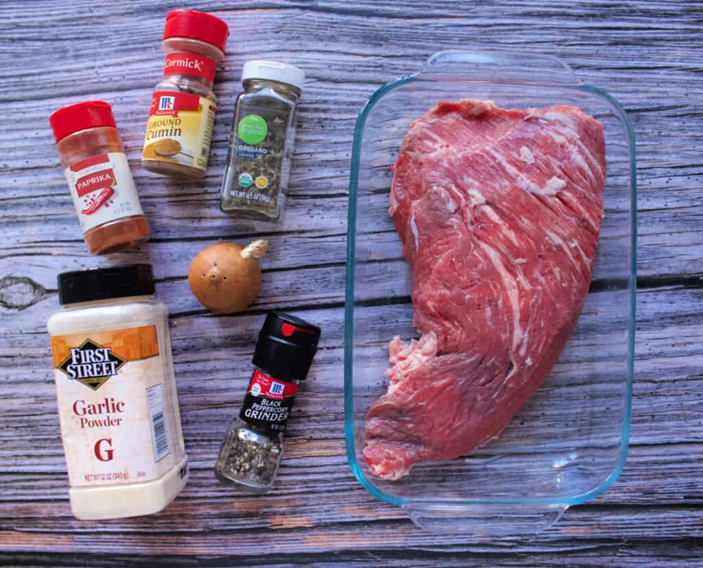 The ingredients needed to cook the tri-tip.