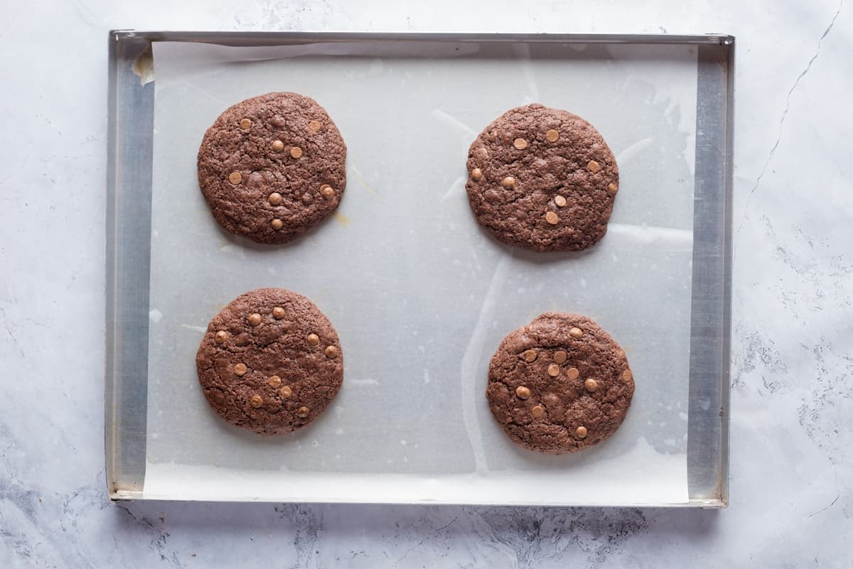 Mexican spiced chocolate cookies on a baking sheet.