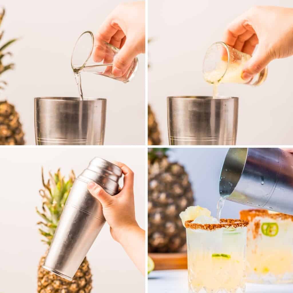 Mixing Spicy Pineapple Margarita Ingredients