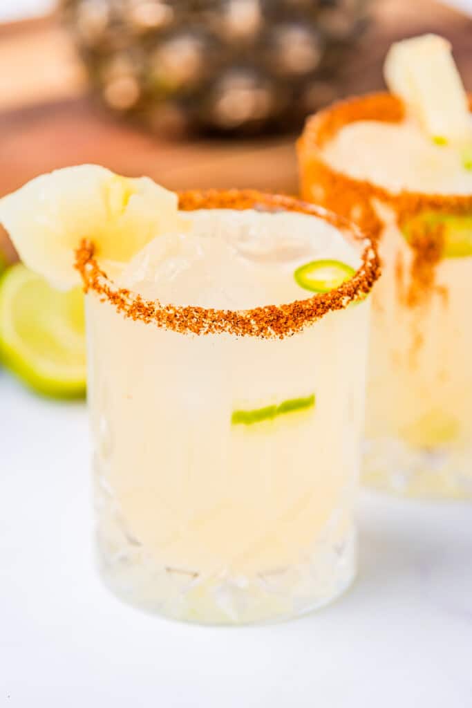 Spicy Pineapple Margarita served in a glass