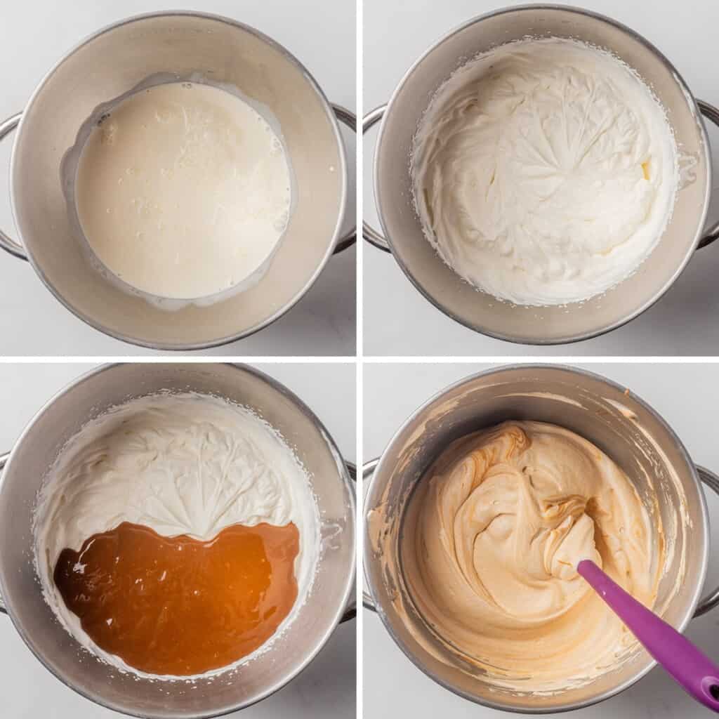 A collage showing how to make ice cream.