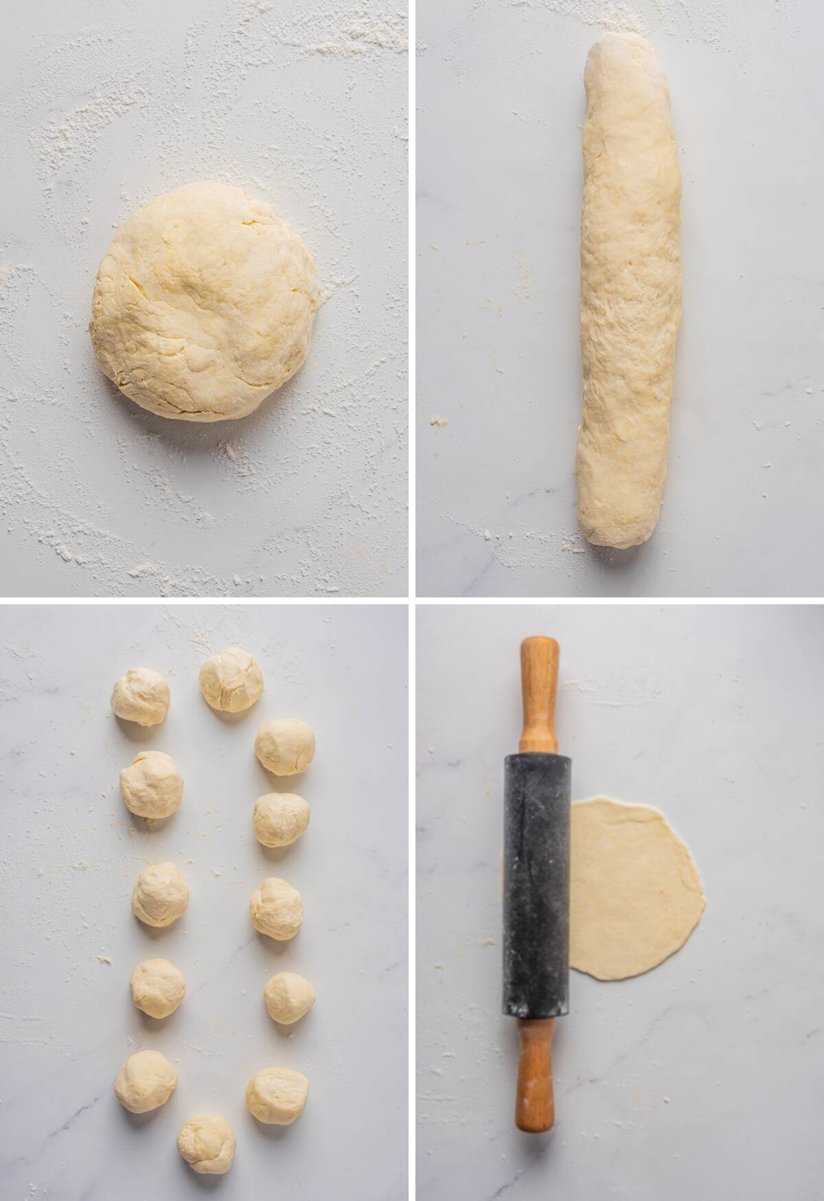 Rolling the empanada dough into balls.