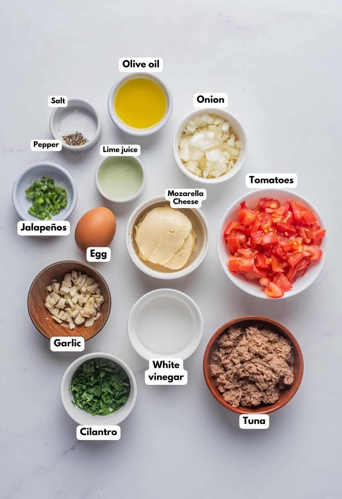 The ingredients needed to make the filling.