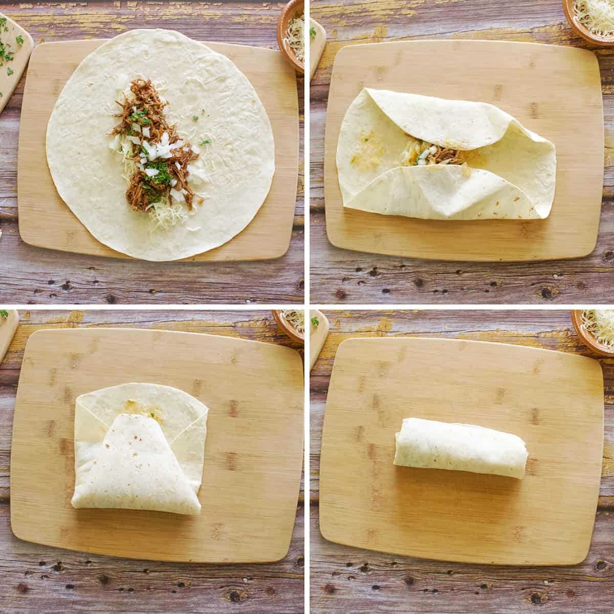 Assembling a birria burrito.